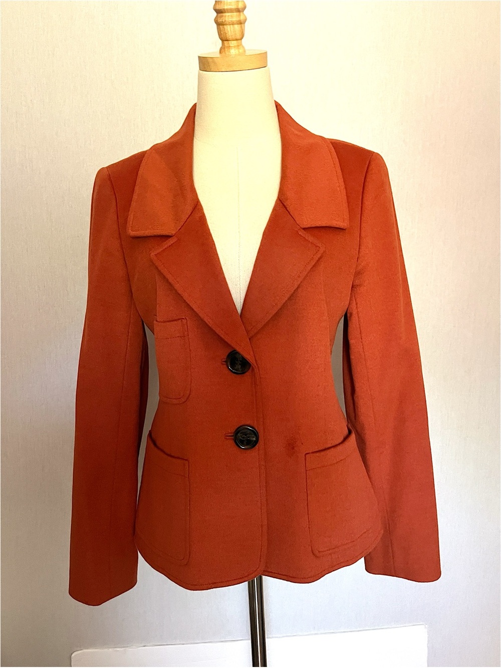 Lafayette 148 New York Rust Orange Tailored Blazer Jacket wool angora